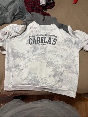Cabela's White & Gray Hoodie with Front Pocket